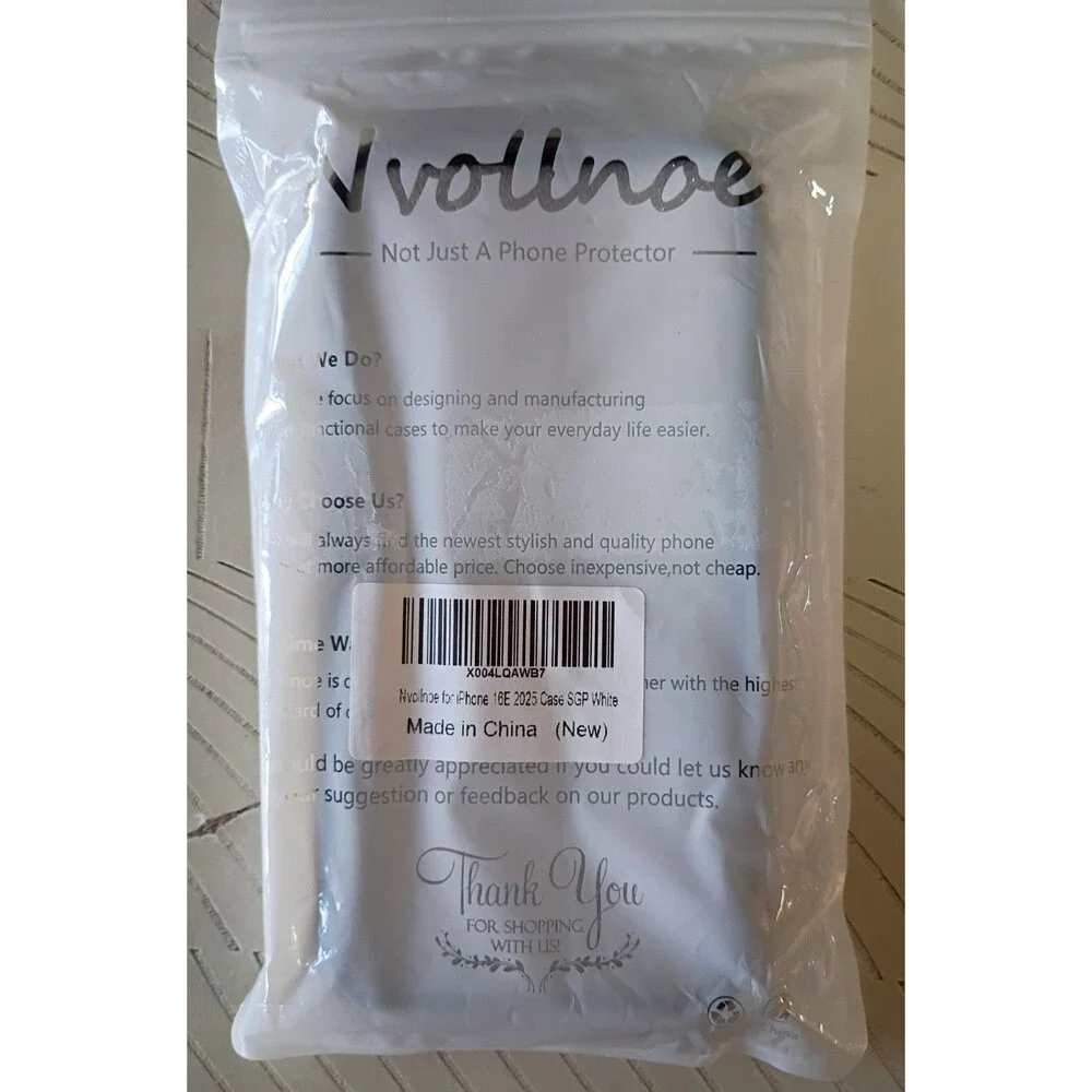 Nvolnoe White/Black Back Case for Apple iPhone 16E 2025 with Card Slot